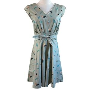 Trollied Dolly Dress Sage Green Womens Medium Tropical Coconut Retro Fit & Flare
